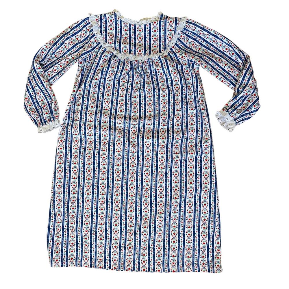 Lanz of Salzburg Girls Tyrolean Flannel Nightgown in Blue Size Large (10/12) NEW